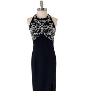 Vintage 1990s Scott McClintock Black and White Cocktail Gown Size 6